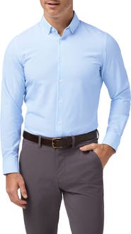 Mizzen+Main Leeward Trim Fit Light Blue Microdot Stretch Button-Up Shirt
