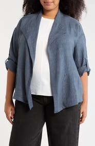 MAX STUDIO Textured Open Front Jacket