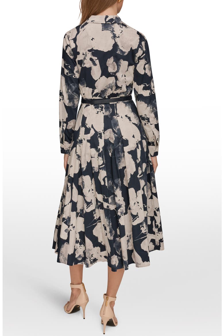 Print Pleated Long Sleeve Midi Dress, Alternate, color, NIGHTFALL MULTI