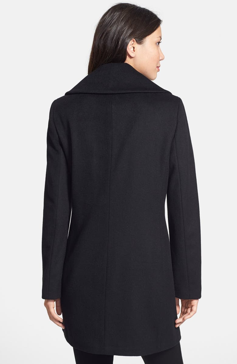 Calvin Klein Buckle Closure Wool Blend Coat, Alternate, color,