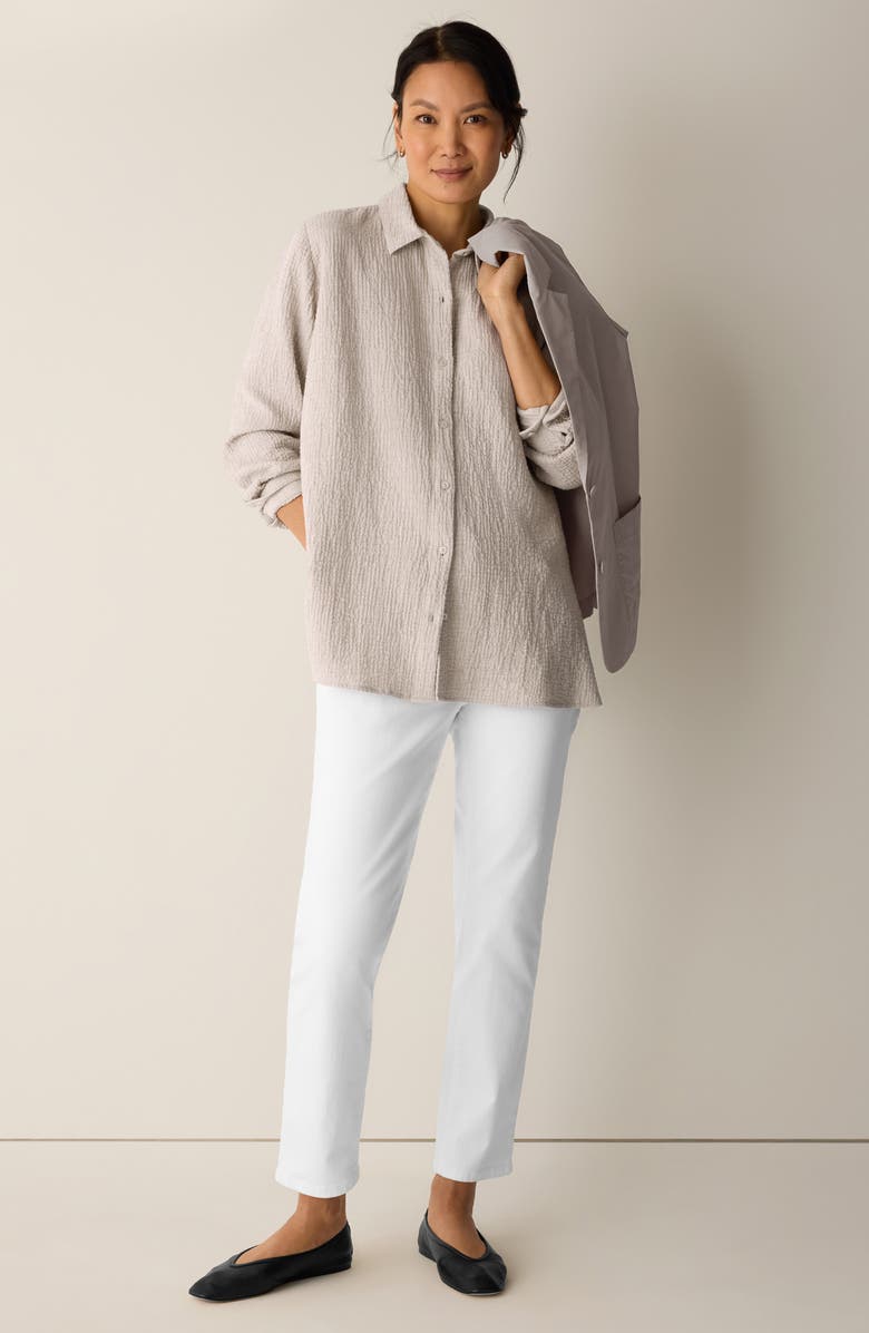 Eileen Fisher Classic Collar Stretch Organic Cotton Button-Up Shirt, Alternate, color, Dove
