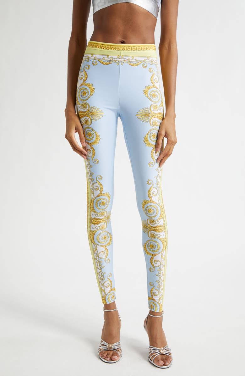 Versace Barocco Print Leggings, Main, color, 