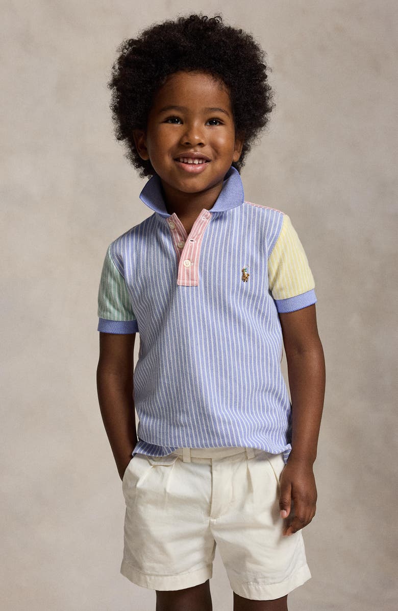 Polo Ralph Lauren Kids' Mismatched Stripe Cotton Piqué Polo, Alternate, color, Harbor Island Blue Multi