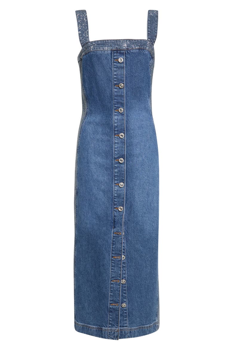 Amanda Rhinestone Denim Midi Dress, Alternate, color, RHINESTONE MID CERULEAN