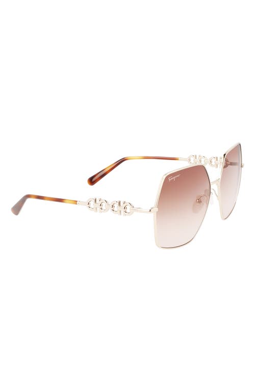 Ferragamo Gancini 61mm Gradient Rectangular Sunglasses