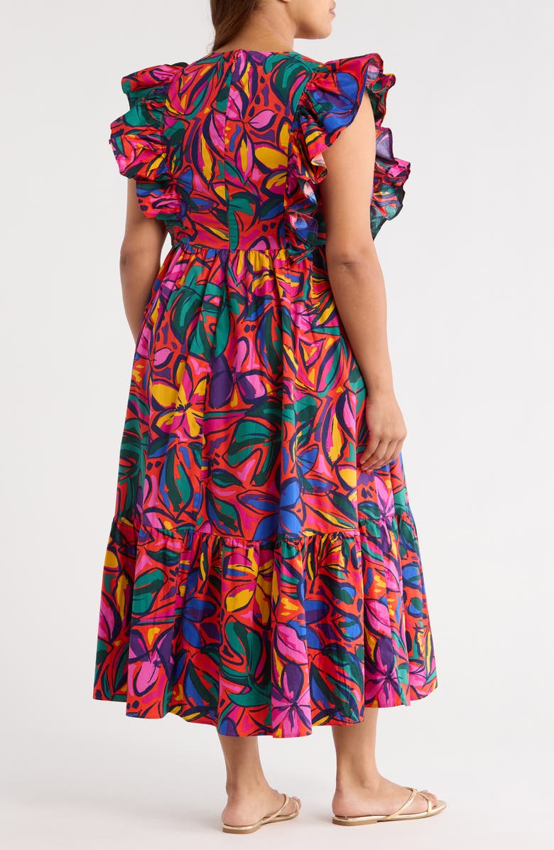 SUGARLIPS Rainbow Tropics Fairness Cotton Maxi Dress, Alternate, color, Red/ Multi