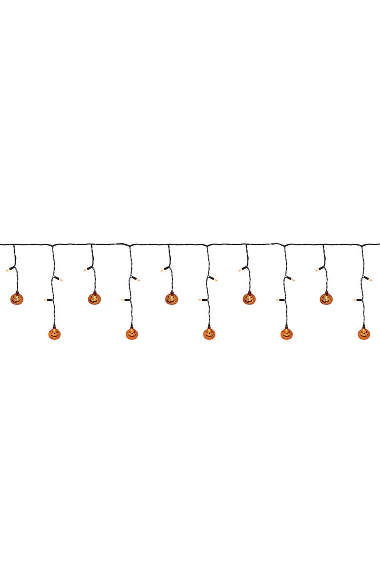 Northlight LED Lighted Pumpkin Halloween Curtain Icicle Lights - Orange - 5.25' Black Wire - 25ct, Alternate, color, 