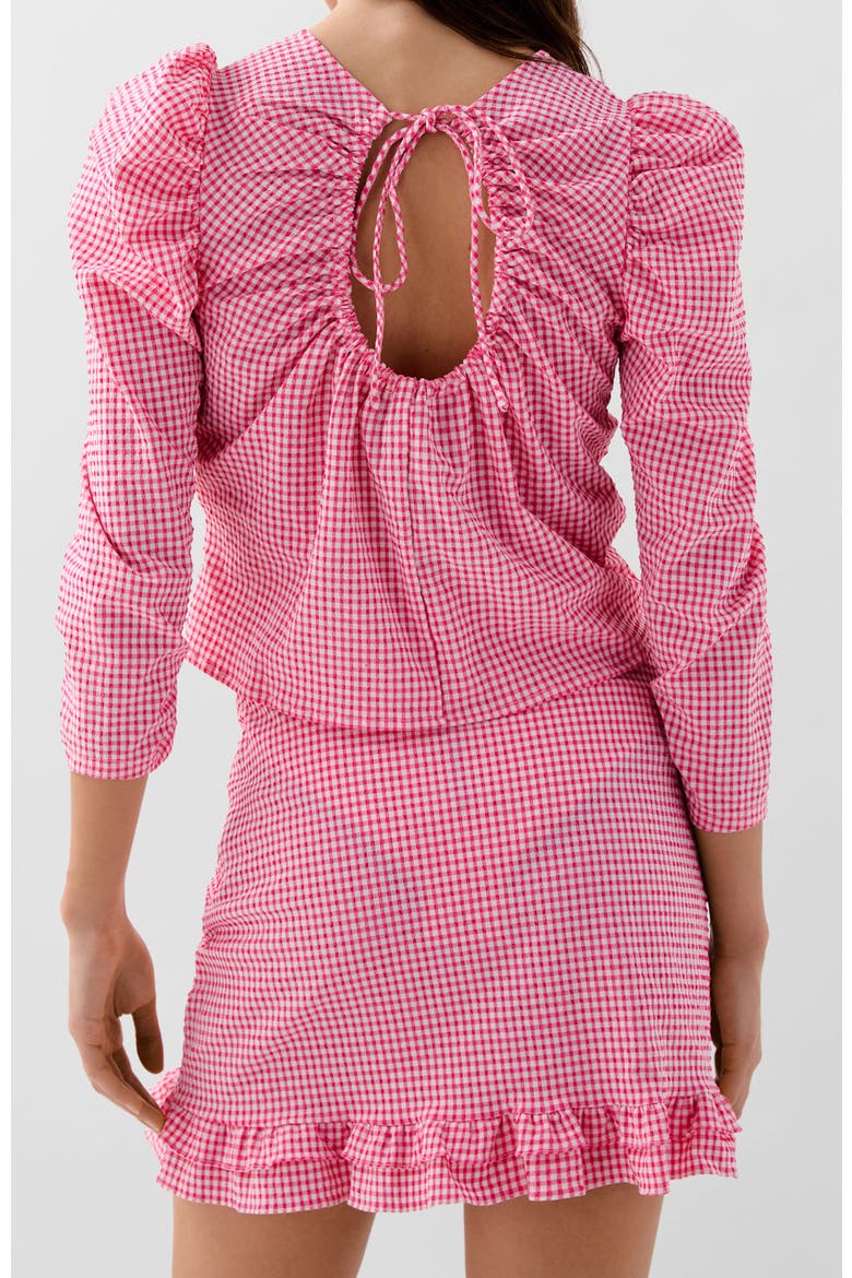 Vichy Front Gather Shirt, Alternate, color, Pinkcheck