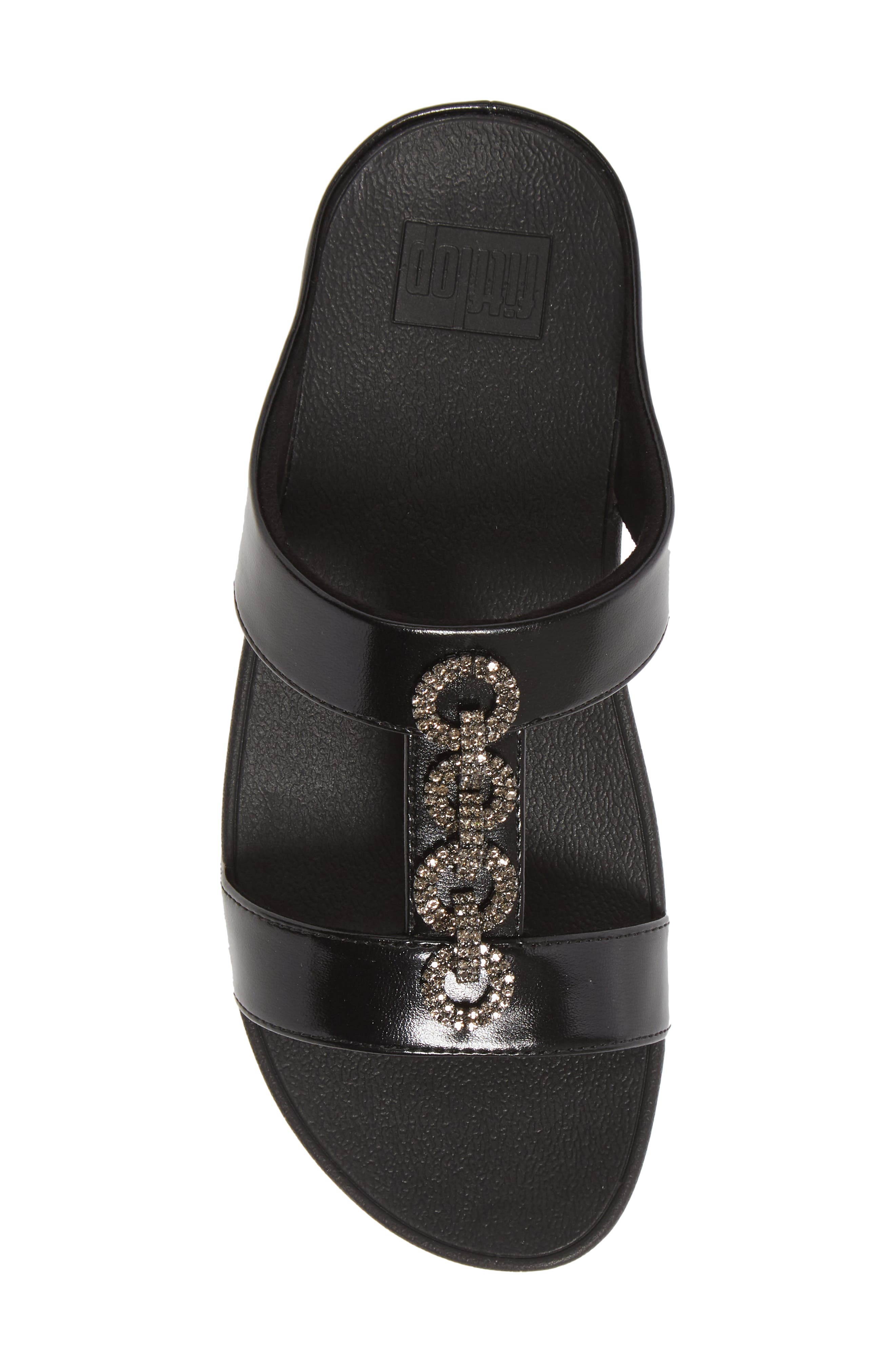 FitFlop Fino Sparkle Wedge Slide Sandal, Alternate, color, All Black