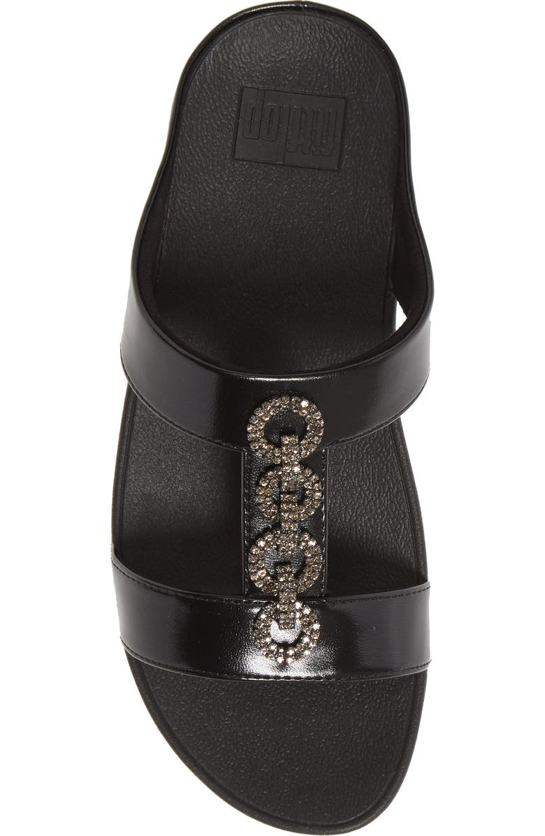 FitFlop Fino Sparkle Wedge Slide Sandal, Alternate, color, All Black