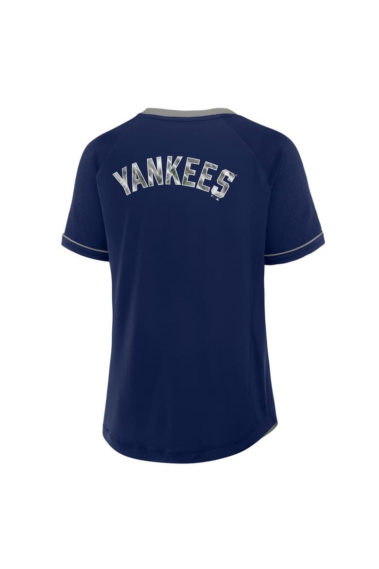 Women's Fanatics Navy New York Yankees League Diva Star Raglan V-Neck T-Shirt, Alternate, color, Navy