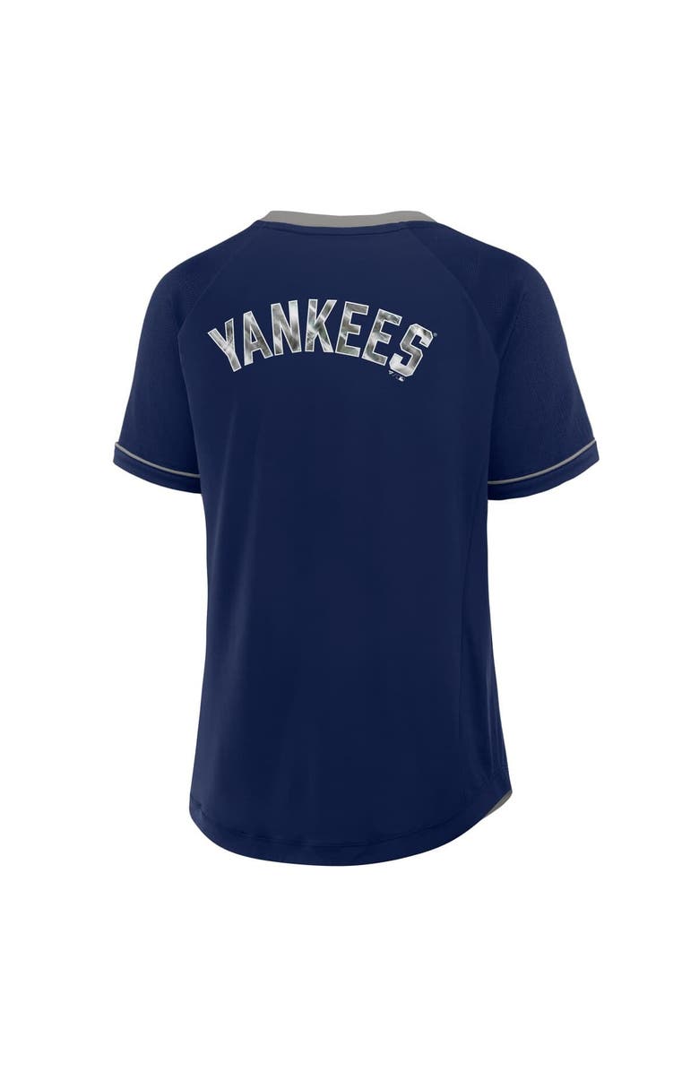 FANATICS Women's Fanatics Navy New York Yankees League Diva Star Raglan V-Neck T-Shirt, Alternate, color, Navy