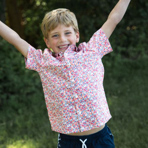 Beet World Boys Collar Shirt In Red And Blue