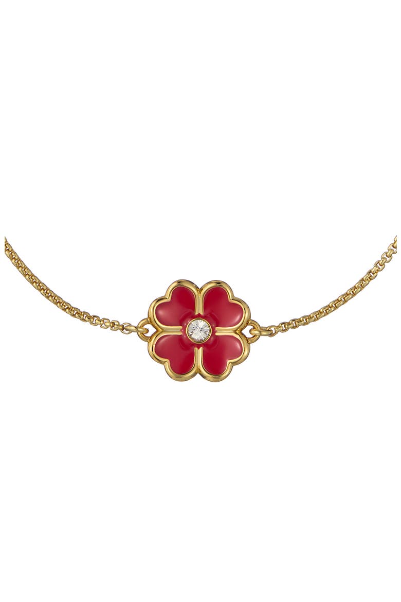 Felicity Enamel Flower Slider Bracelet, Alternate, color, GOLD TONE RED CLEAR CRYSTAL