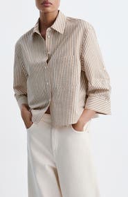 MANGO Rhinestone Striped Shirt