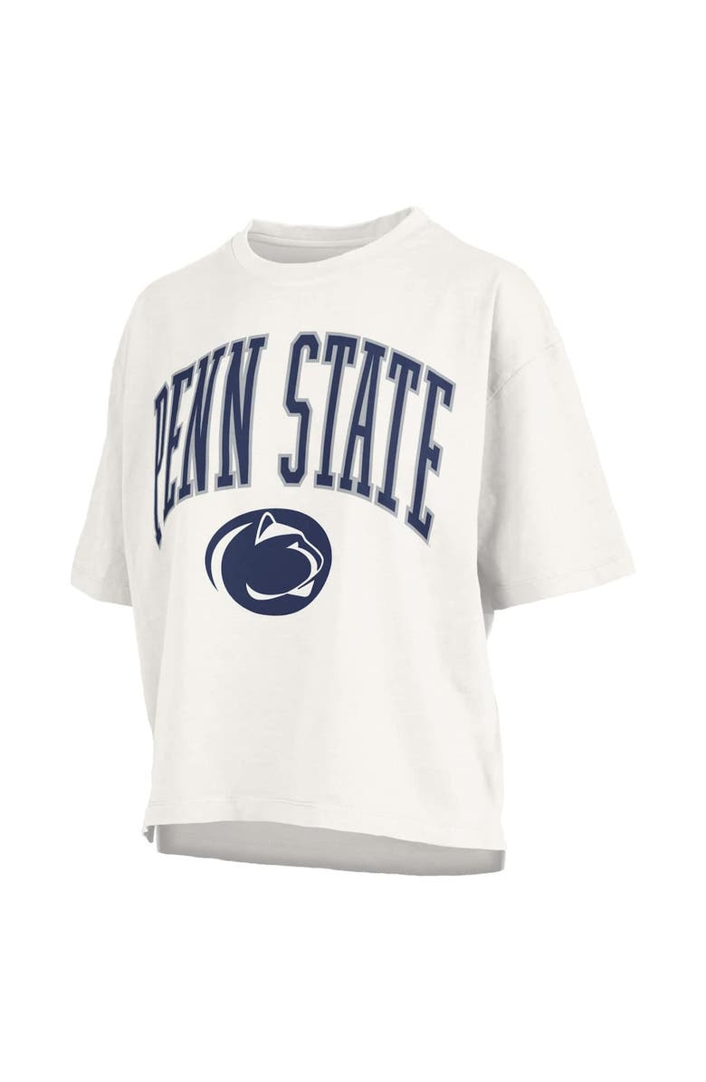 PRESSBOX Women's Pressbox White Penn State Nittany Lions Nelson Arch Over Logo Waist Length Oversized Slub T-Shirt, Alternate, color, White