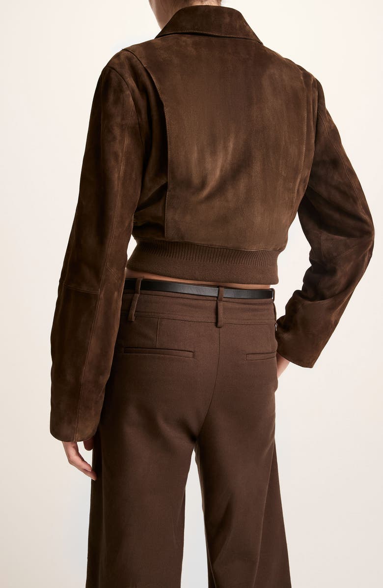 Vince Shrunken Suede Bomber Jacket, Alternate, color, Willow