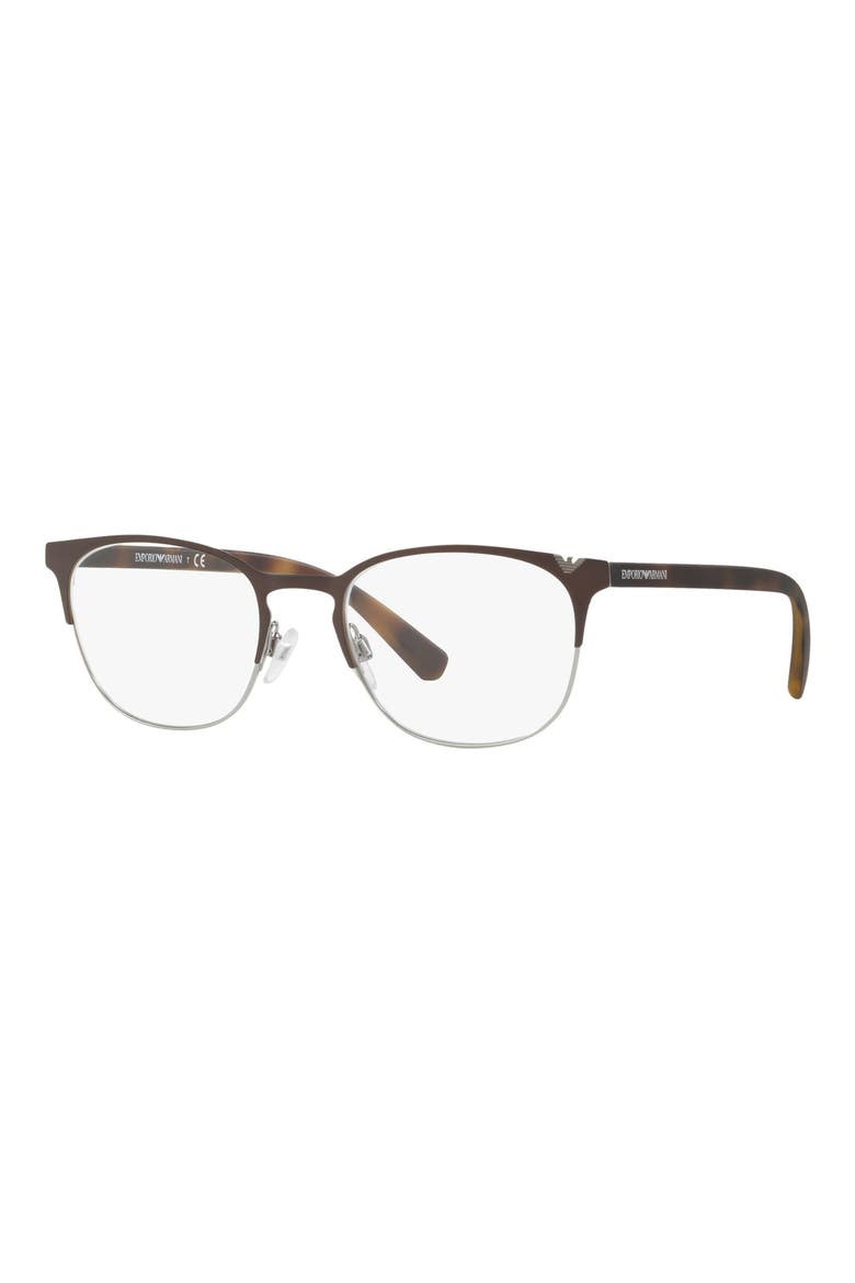 53mm Round Optical Glasses, Alternate, color, MATTE BROWN