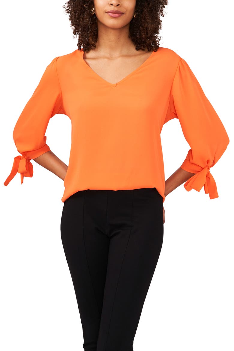 Tie Sleeve Blouse, Main, color, ORANGE