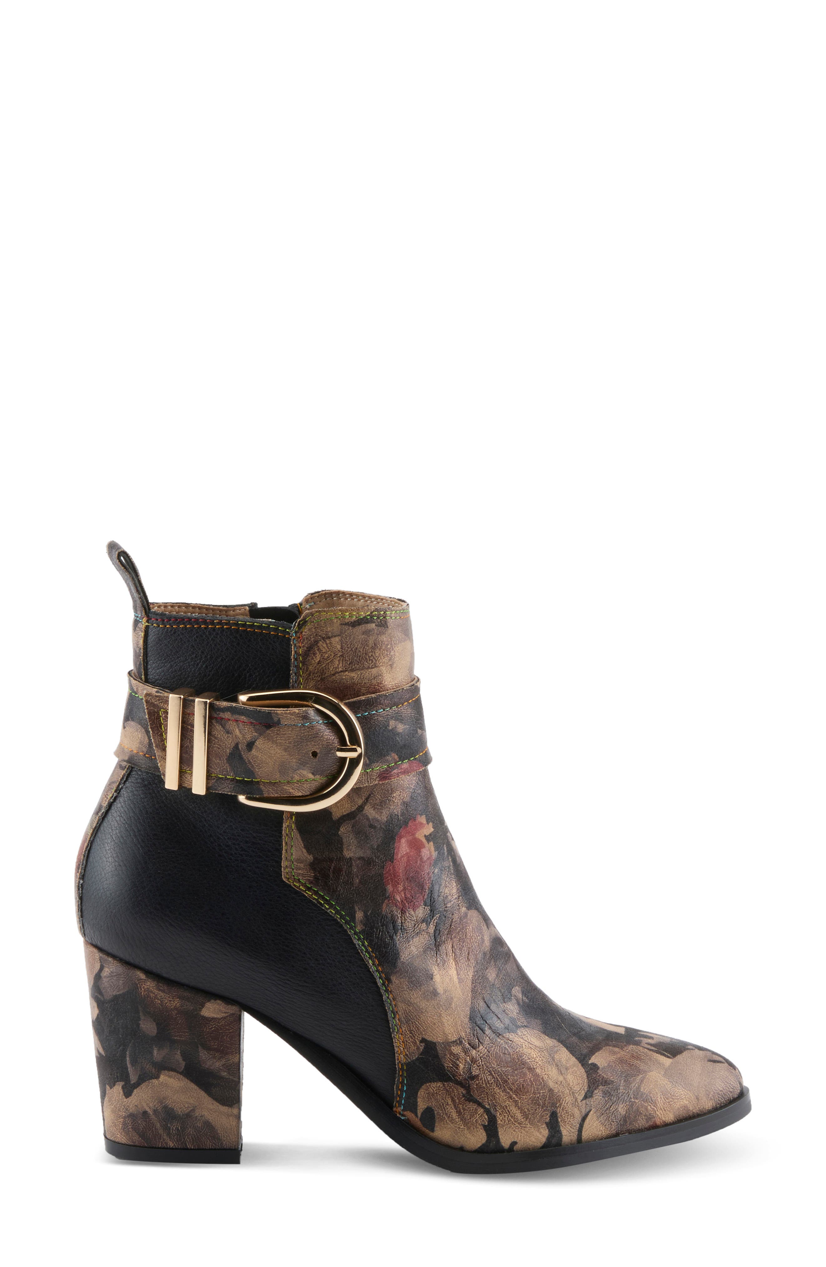 Rosa Leather Bootie, Alternate, color, BLACK MULTI