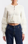Avec Les Filles Fringe Cropped Cardigan