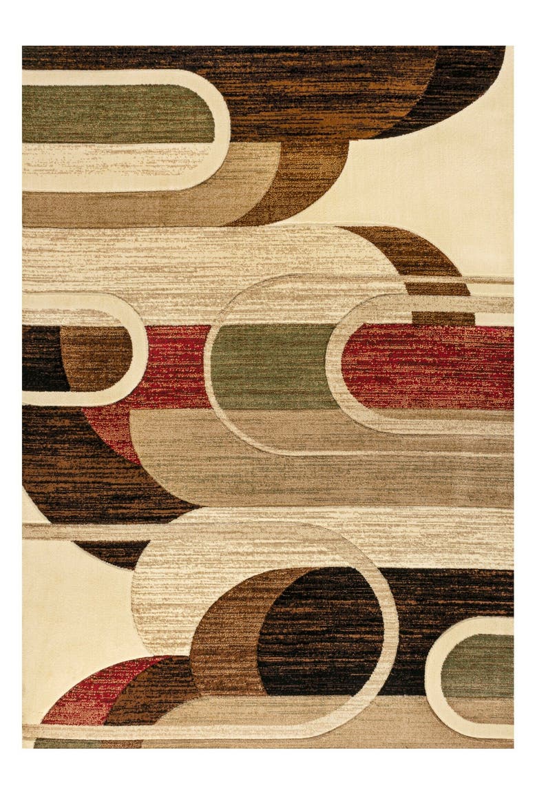 Tamara Retro Abstract Arches Area Rug, Main, color, Cream/Brown/Red