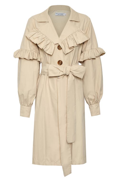 The Lulo Project Eagle Ruffle Detail Trench Coat In Neutral