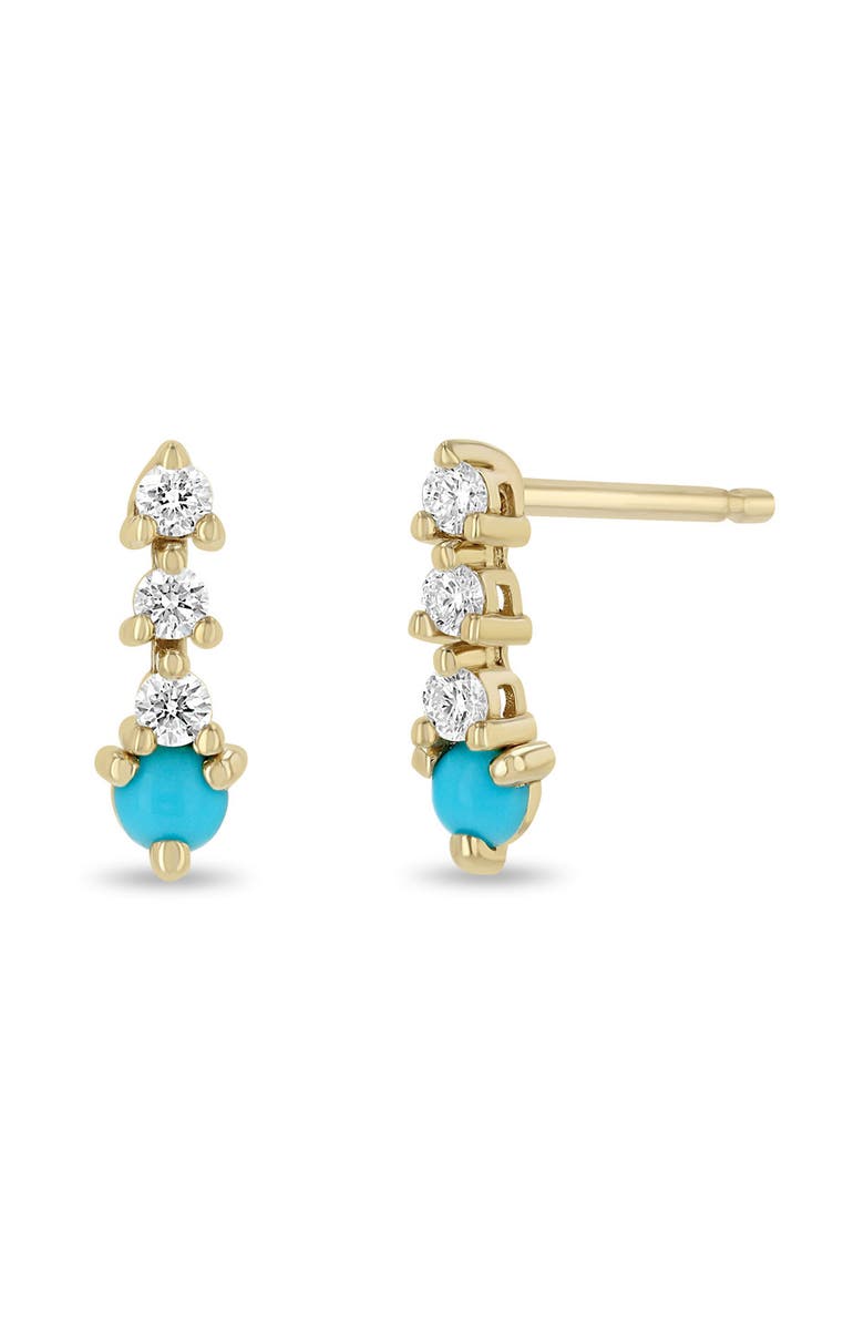 Zoë Chicco Diamond & Turquoise Drop Earrings, Main, color, 14K Yellow Gold