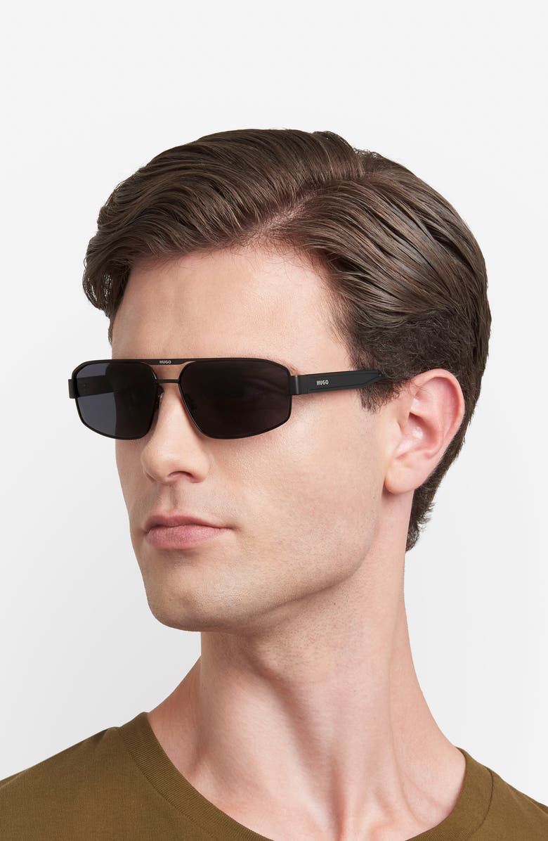 BOSS 60mm Navigator Sunglasses, Alternate, color, Matte Black/ Grey