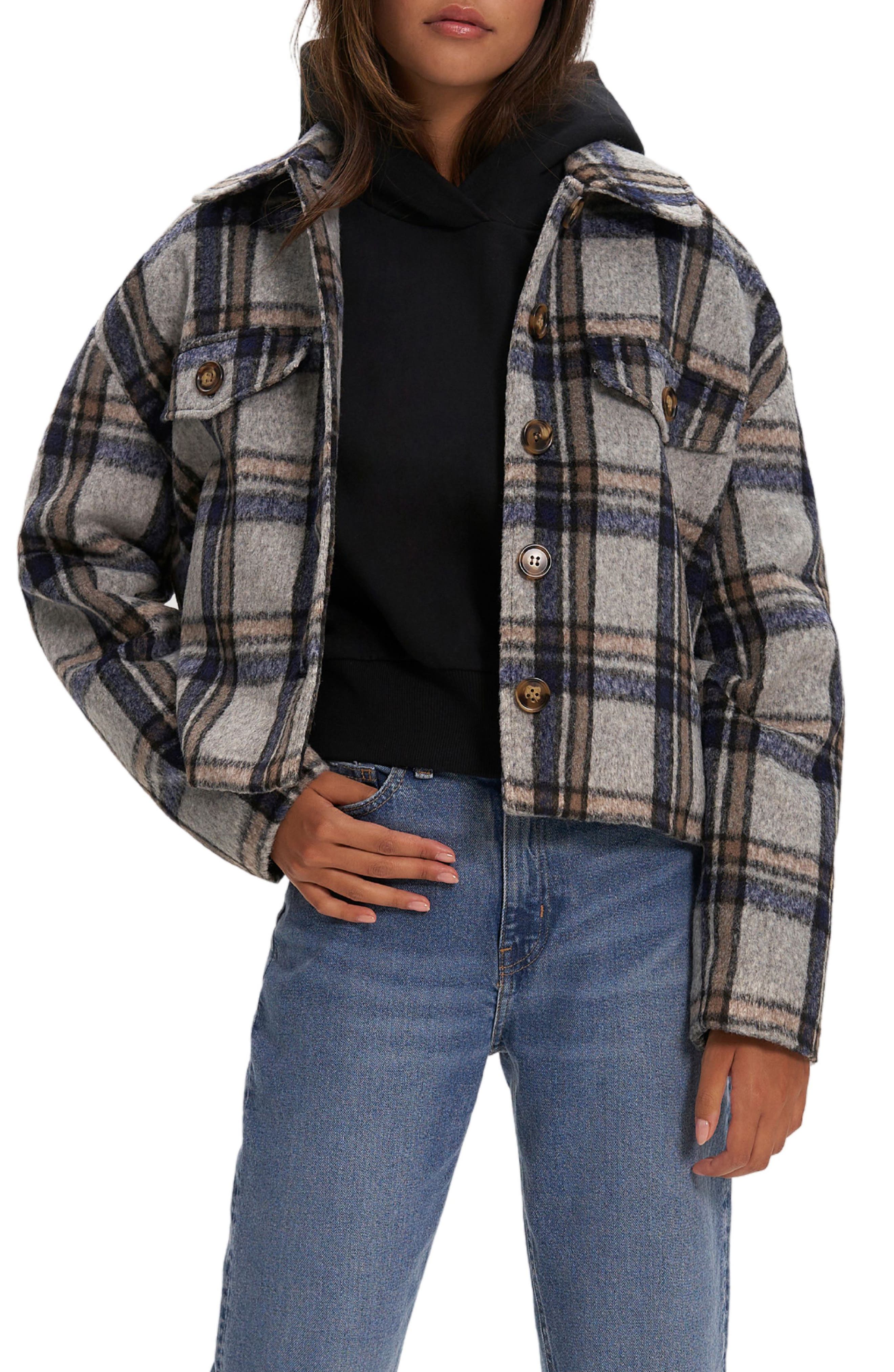 Noize Plaid Crop Shacket