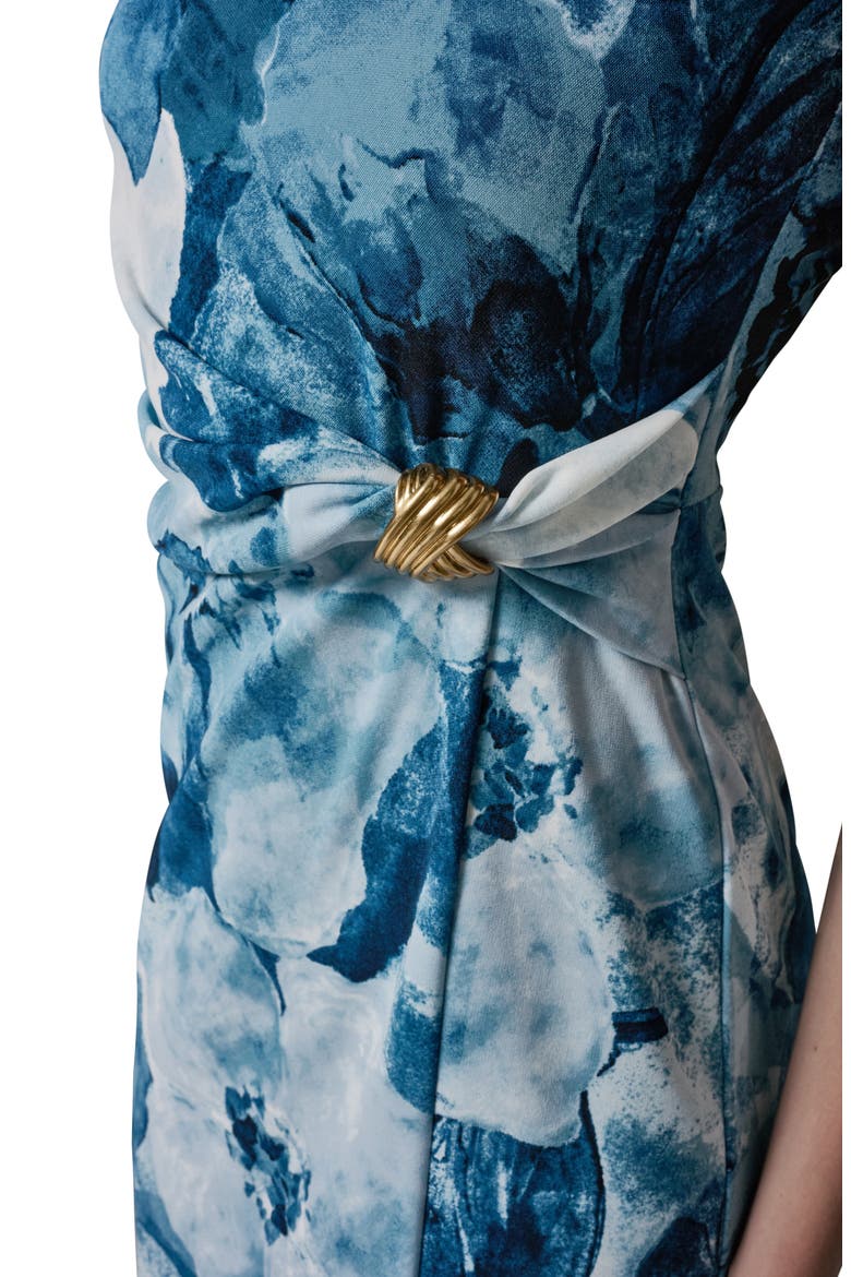 Gathered Waist Midi Dress, Alternate, color, NIGHTFALL MULTI