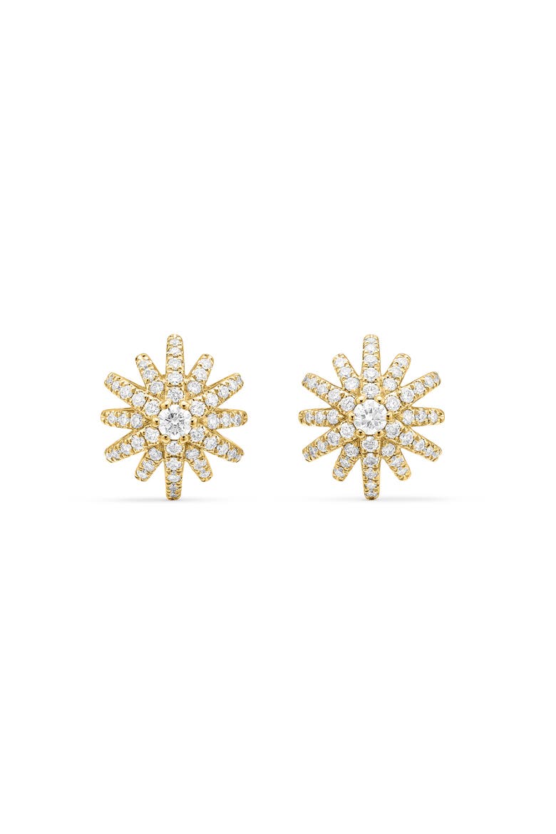 Starburst Stud Earrings in 18K Yellow Gold with Pavé Diamonds, Main, color, DIAMOND