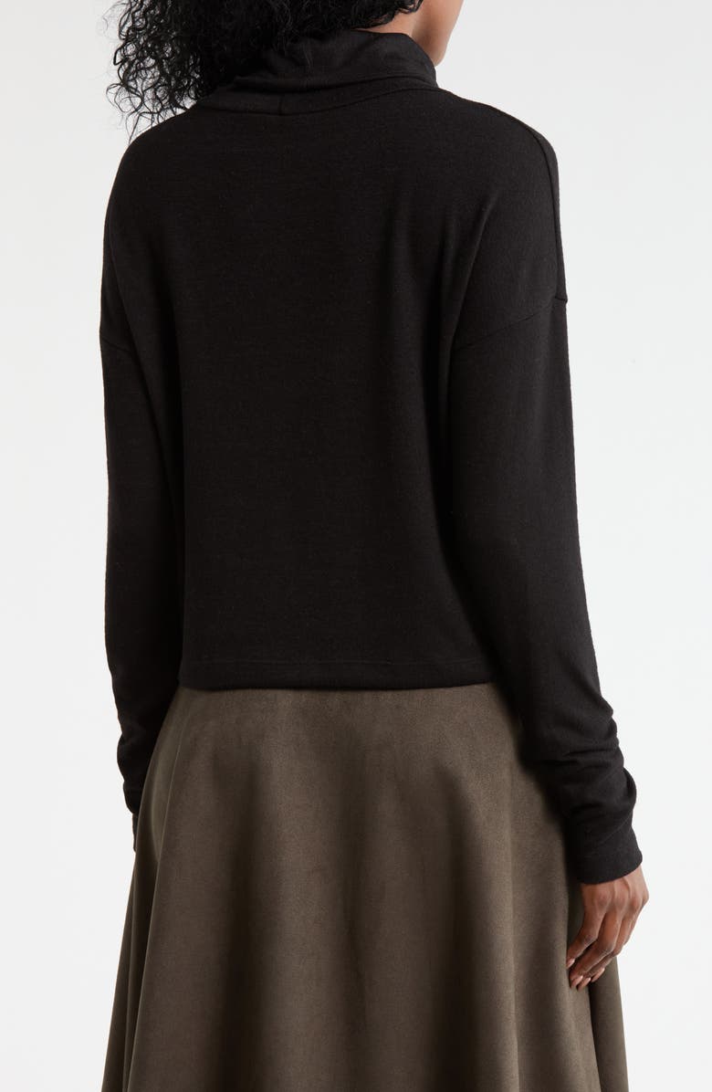 Renee C Cowl Neck Brushed Knit Crop Pullover, Alternate, color, Black