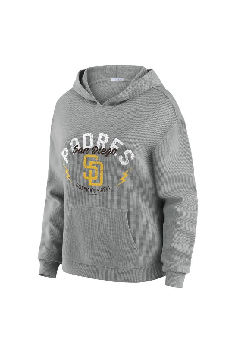 Women's WEAR by Erin Andrews Gray San Diego Padres Waffle-Knit Long-Sleeve Hoodie & Lounge Pant Set, Alternate, color, Gray