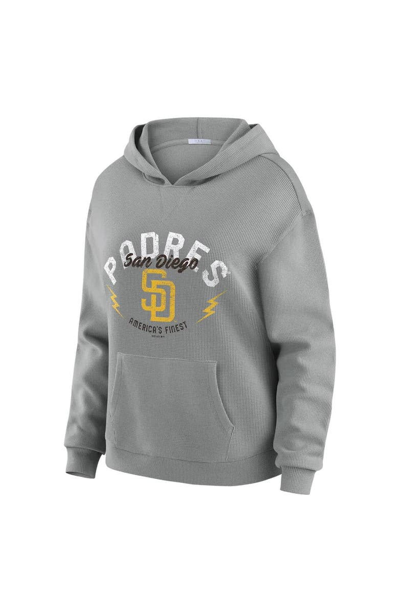 WEAR by Erin Andrews Women's WEAR by Erin Andrews Gray San Diego Padres Waffle-Knit Long-Sleeve Hoodie & Lounge Pant Set, Alternate, color, Gray