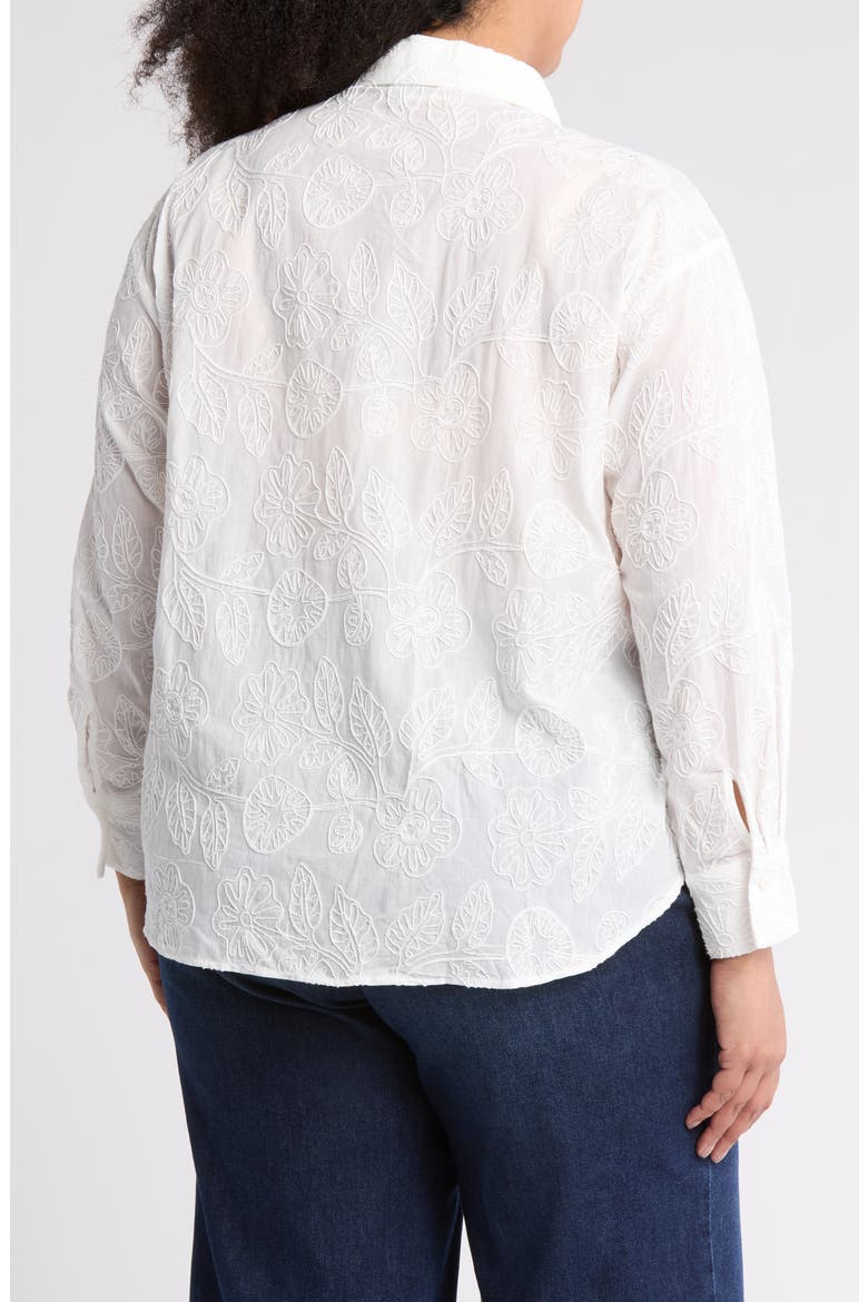 Embossed Floral Button-Up Shirt, Alternate, color, WHITE SOUTACHE