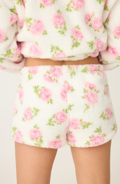 Pj Salvage Let's Get Cozy Drawstring Shorts In White