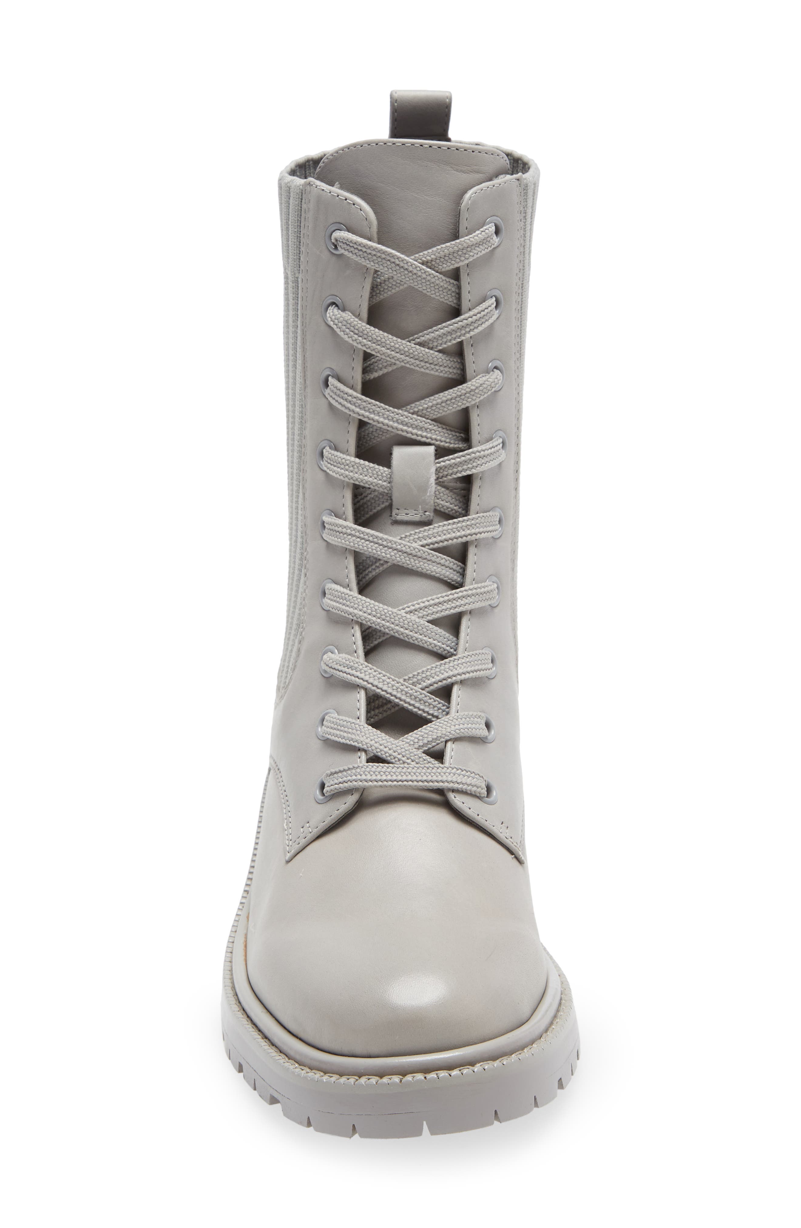 Lydell Mixed Media Lug Sole Combat Boot, Alternate, color, PEBBLE GREY