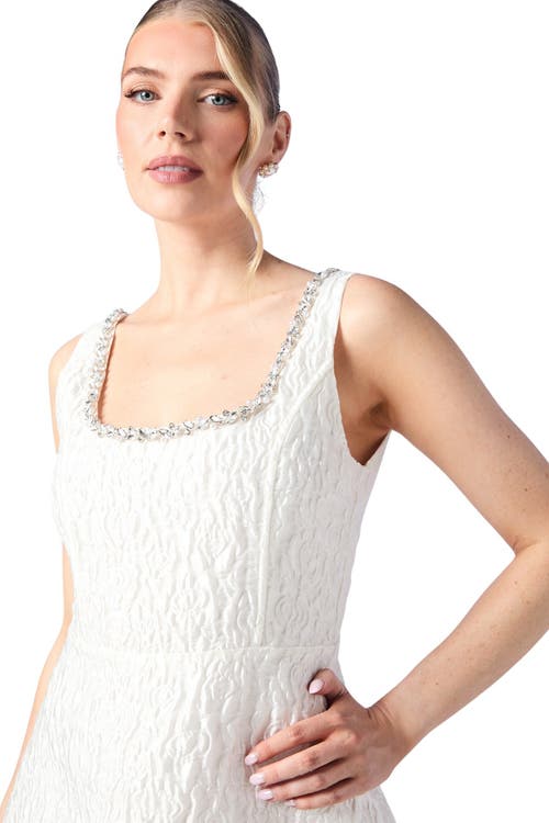 Coast Full Skirted Mini Dress With Jewel Trim In White