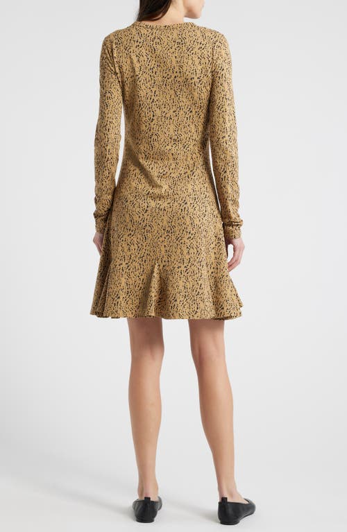 NATION LTD NATION LTD LYLA ABSTRACT ANIMAL PRINT LONG SLEEVE COTTON BLEND KNIT DRESS 