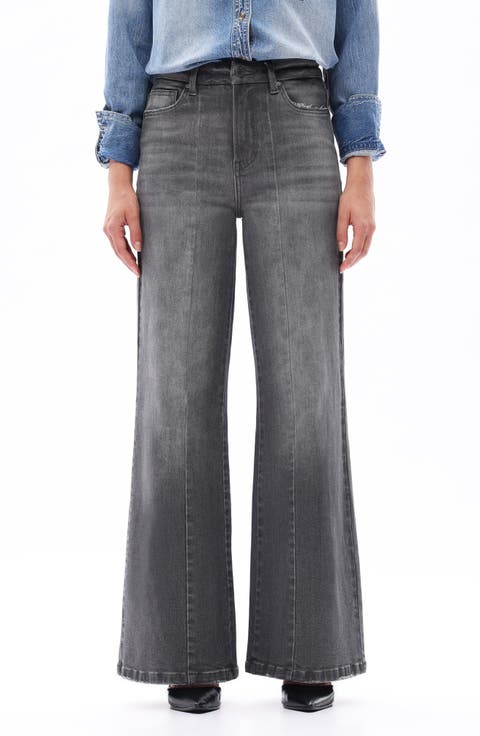 Seamed High Waist Wide Leg Jeans