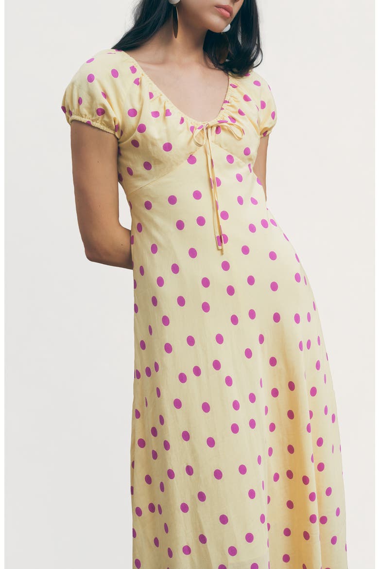 Natasha Polka Dot Maxi Dress, Alternate, color, YELLOW PURPLE