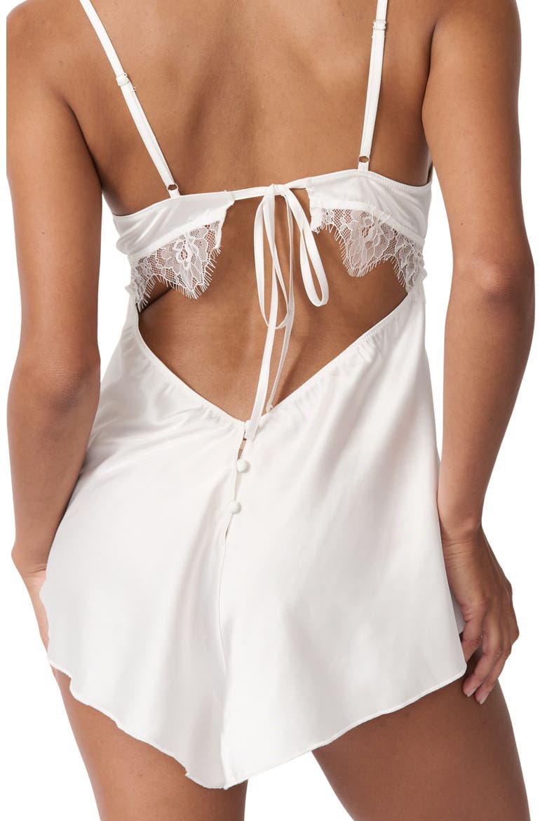 Ray Lace Trim Satin Teddy, Alternate, color, IVORY