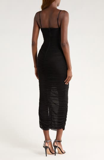 Fornarina Ruched Mesh Maxi Dress