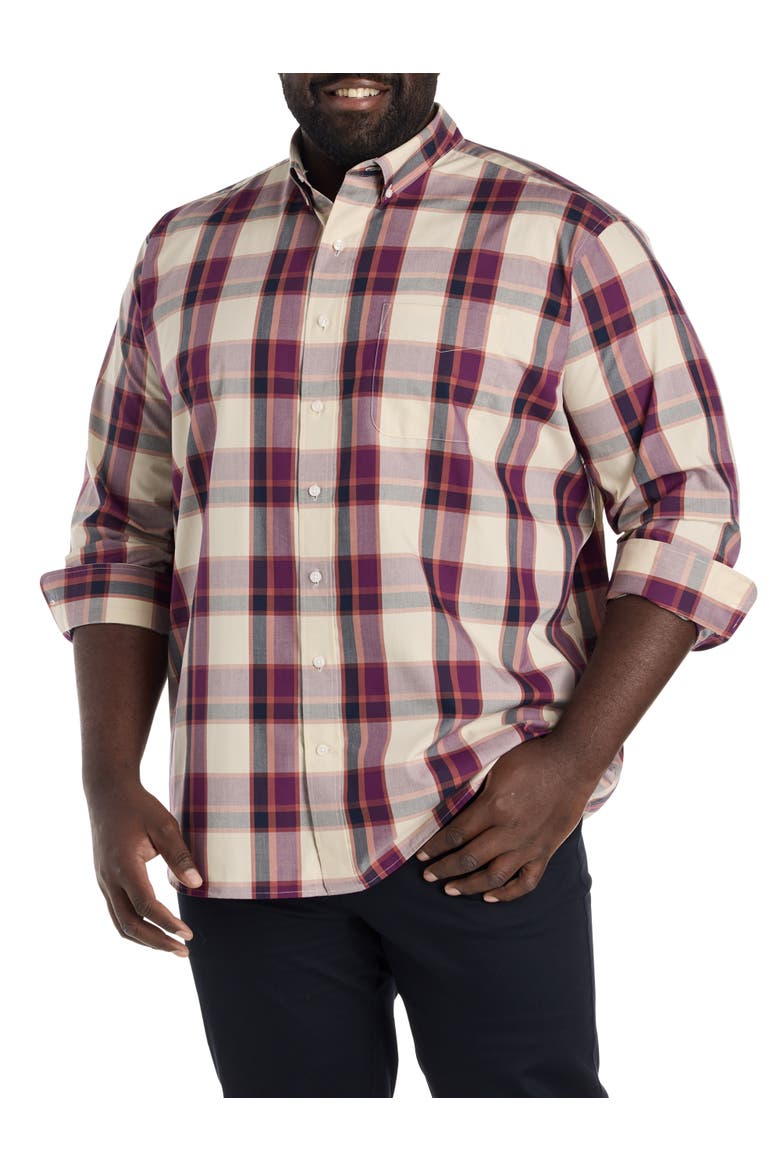Big & Tall Large Plaid Sport Shirt, Main, color, TAN MULTI