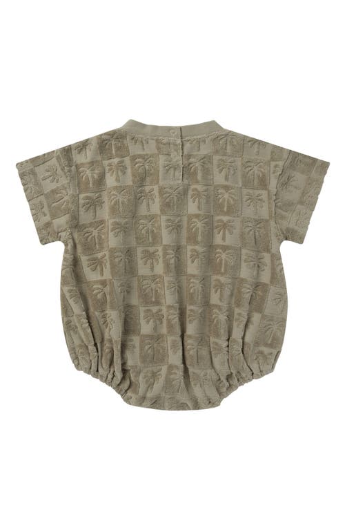 Rylee + Cru Palm Tree Textured Terry Bubble Romper in Palm-Check 