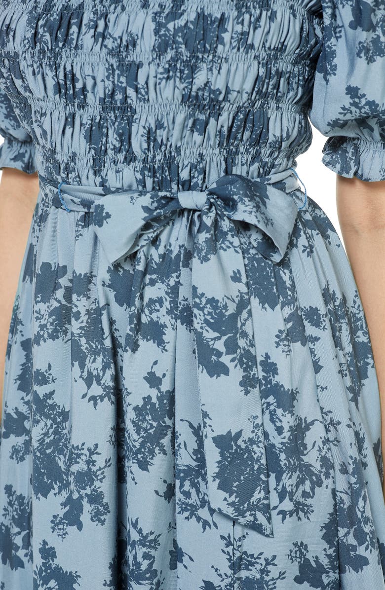 Gal Meets Glam Collection Shiloh Floral Print Smocked Bodice Fit & Flare Dress, Alternate, color,