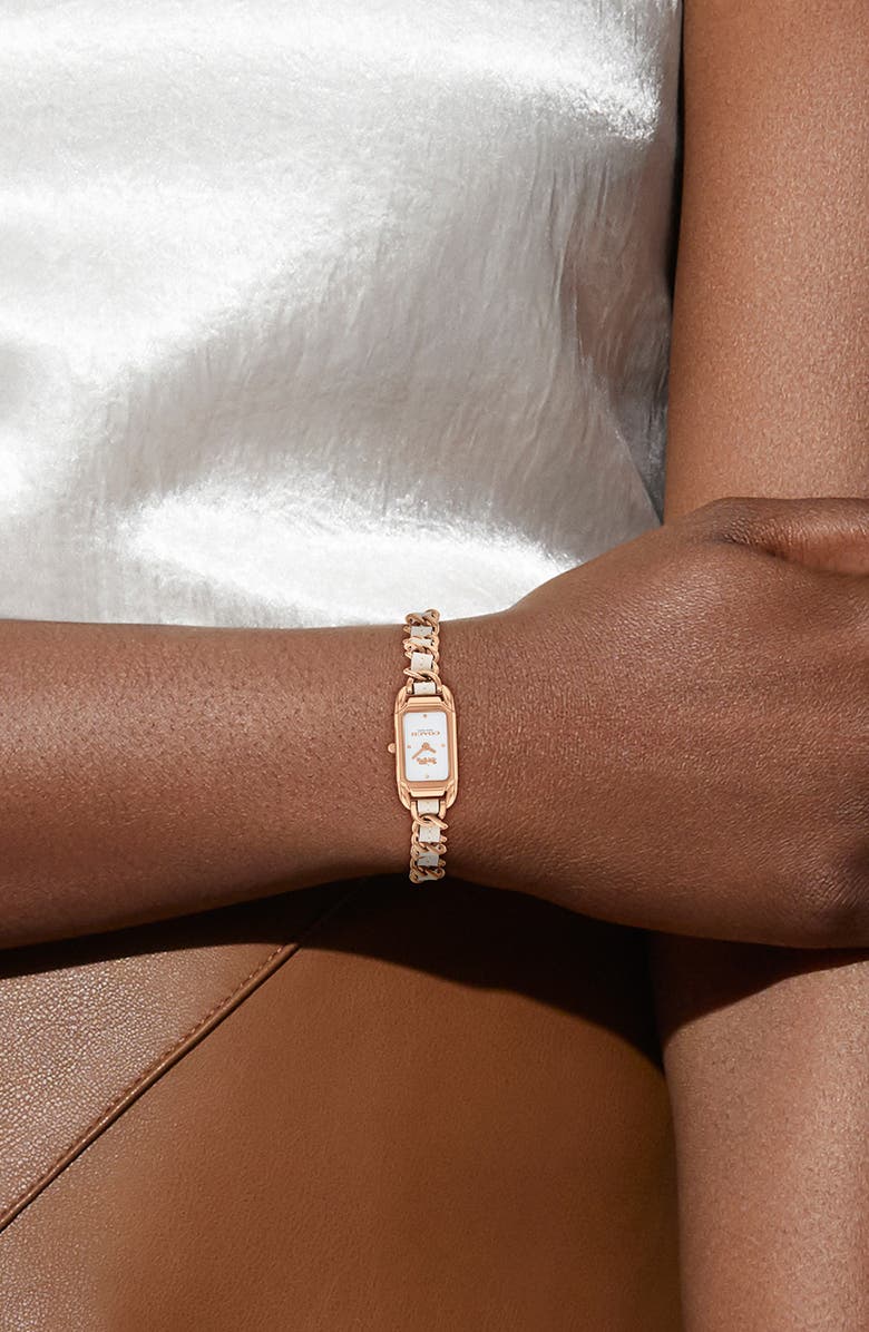 COACH Cadie Rectangular Bracelet Watch, 17.5mm x 28.5mm, Alternate, color, White