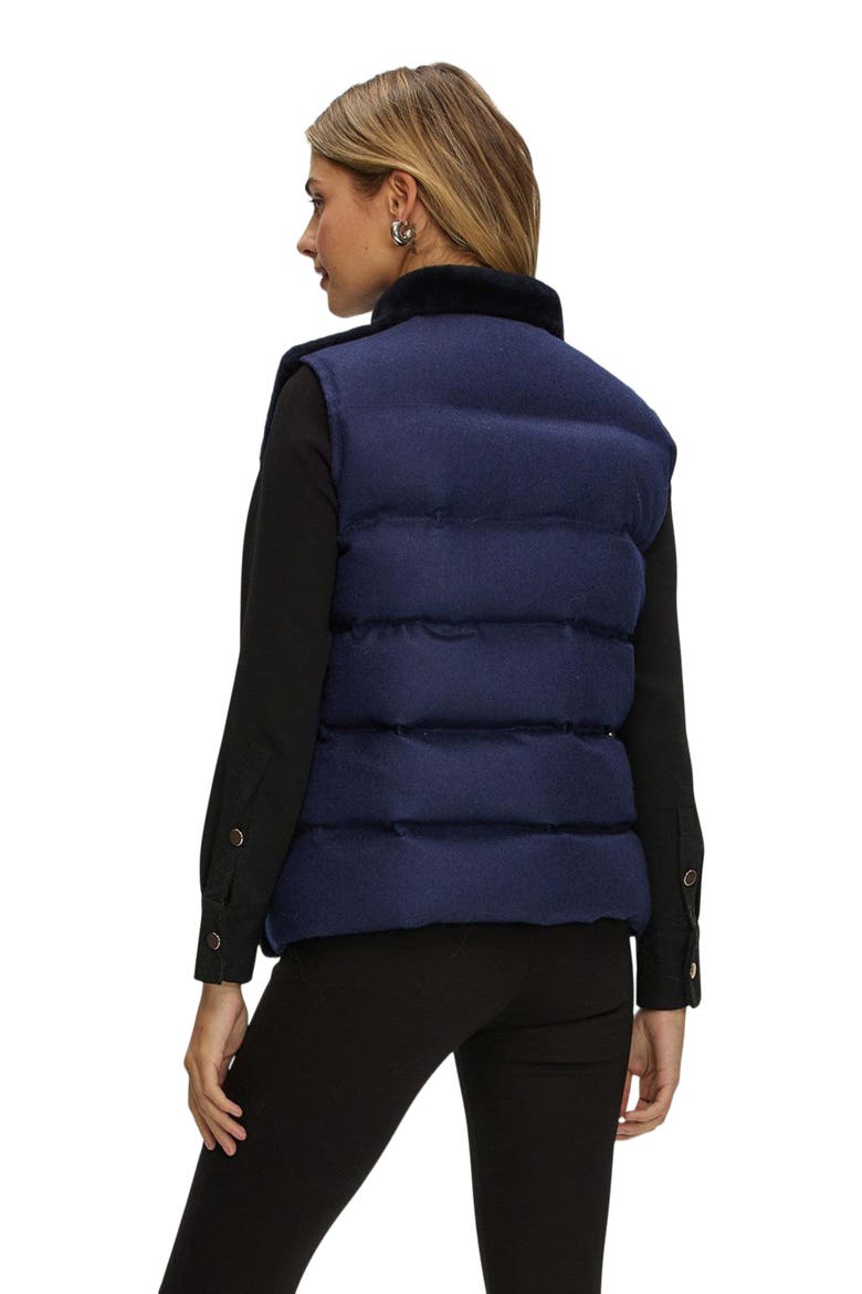 Reversible Select Genuine Shearling Vest With  Loro Piana Wool And Cashmere Quilted Down Back, Alternate, color, NAVY/NAVY
