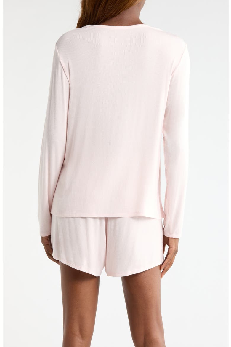 Moonlight Eco Rib Long Sleeve Shortie Pajamas, Alternate, color, PINK LOFT